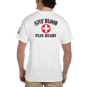 Rugby Imports Distressed Give Blood Play Rugby T-Shirt