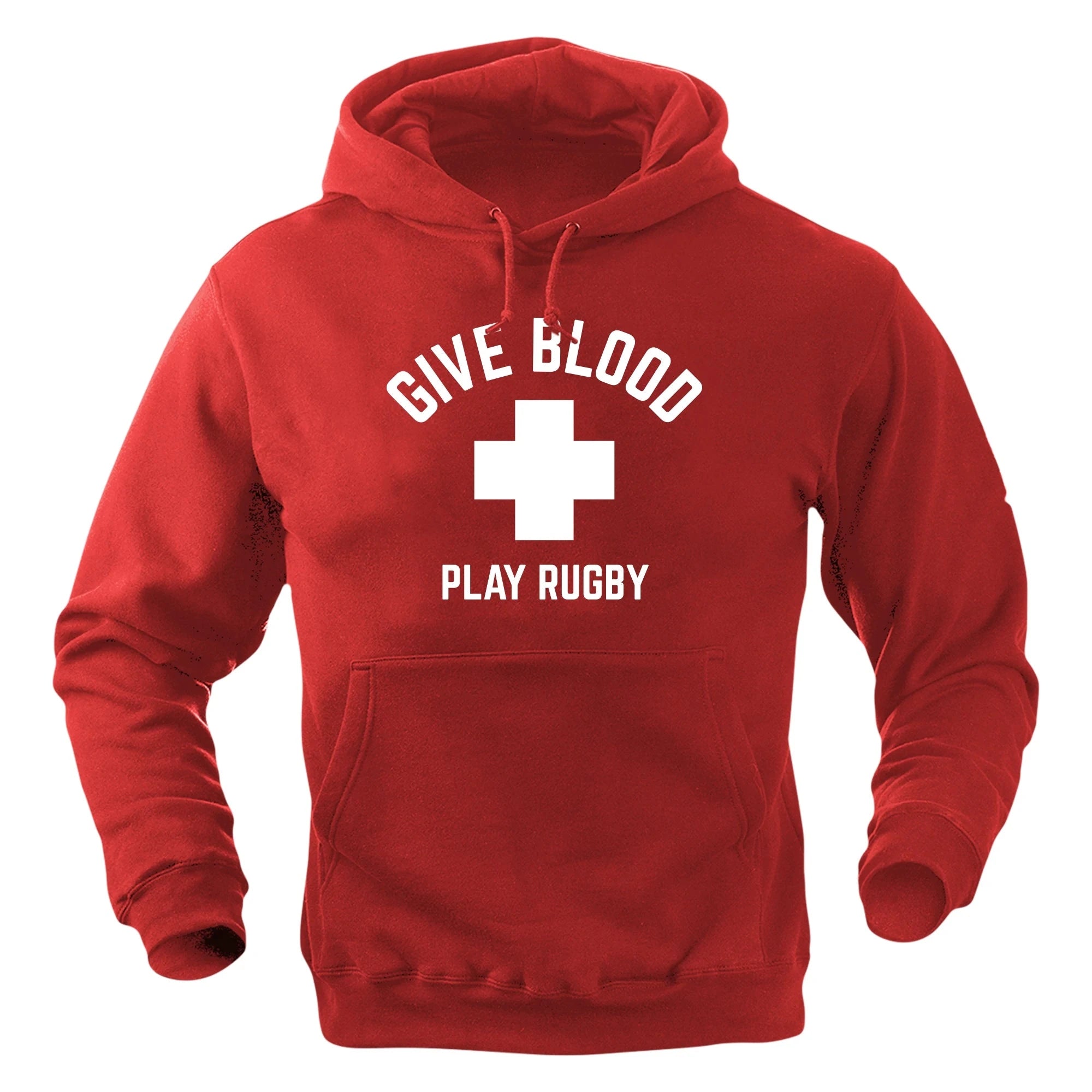Give Blood Play Rugby Red Hoodie