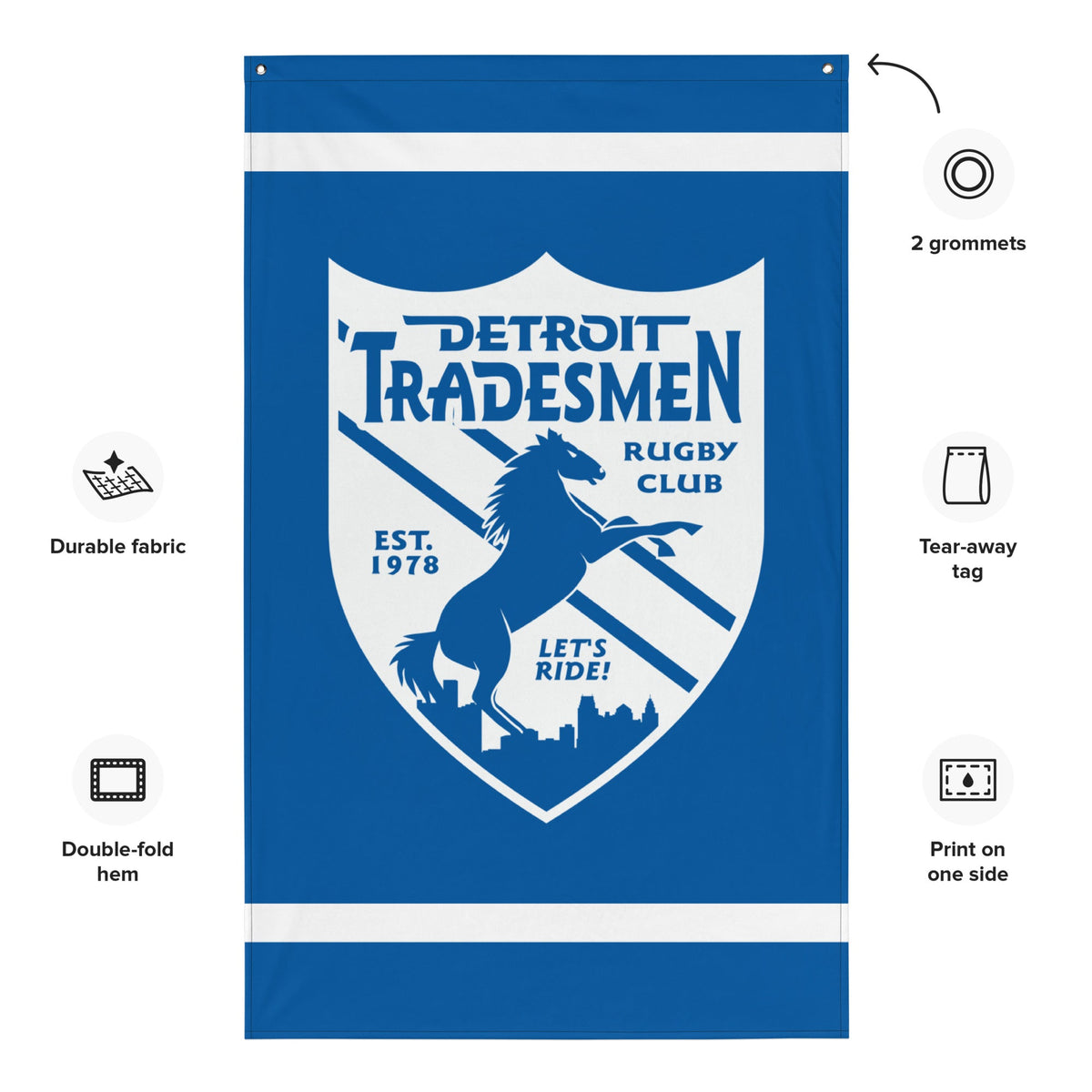 Rugby Imports Detroit Tradesmen Wall Flag