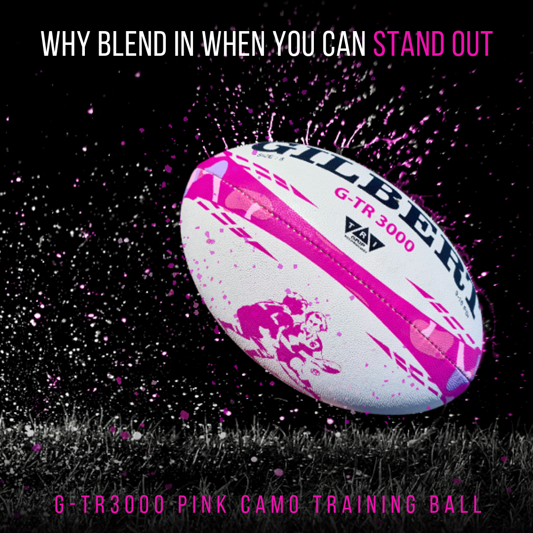 Pinkglbert Rugby Ball Gilbert G-TR3000 Pink Camo Rugby Training Ball - Rugby Imports