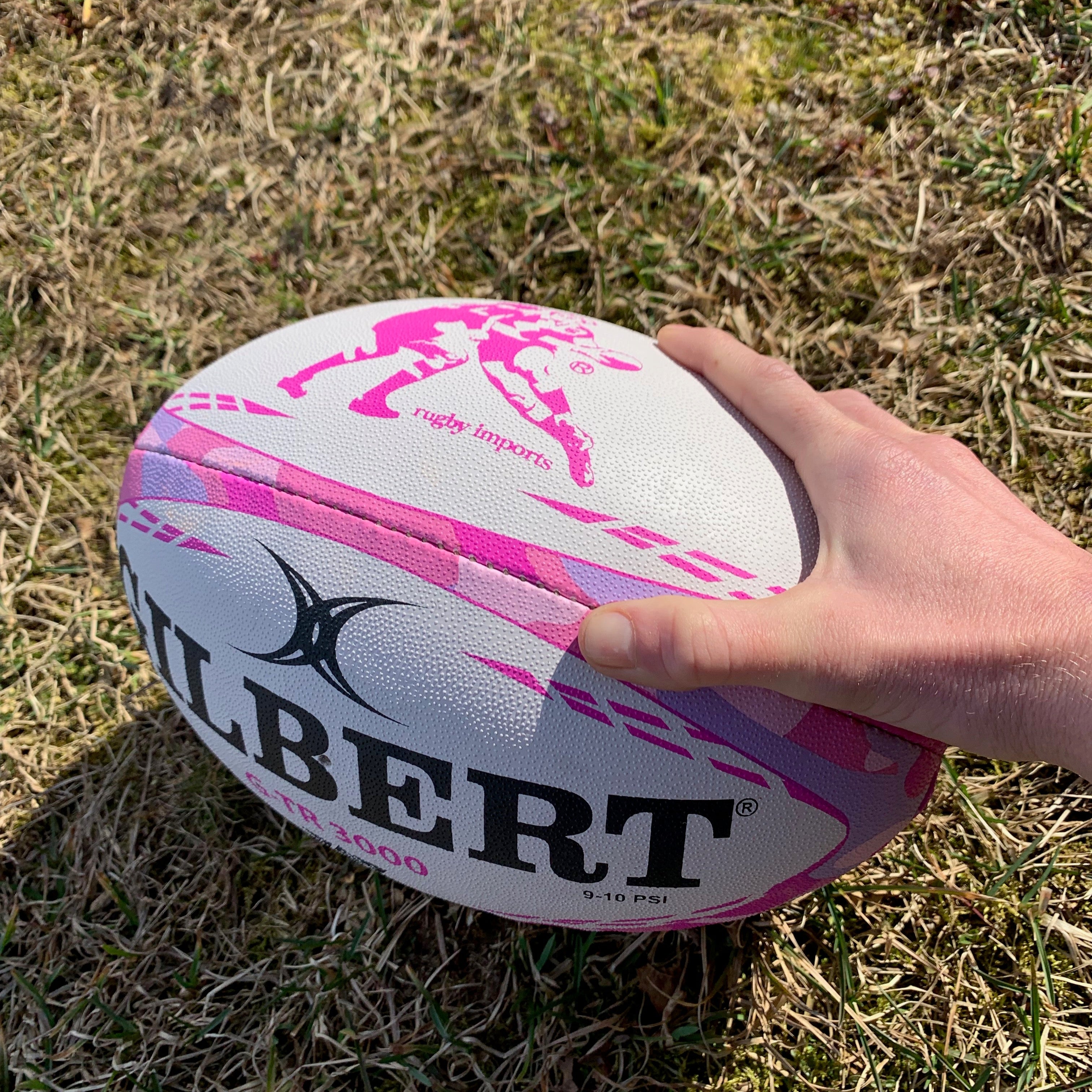 Pinkglbert Rugby Ball Gilbert G-TR3000 Pink Camo Rugby Training Ball - Rugby Imports
