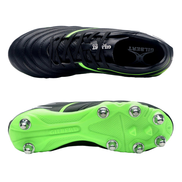 Side Step Rugny Gilbert Sidestep X20 PWR 8S Rugby Boot - Black/Green - Rugby Imports