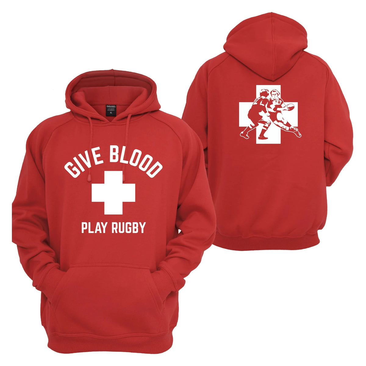 Rugby Imports Give Blood Play Rugby Red Hoodie