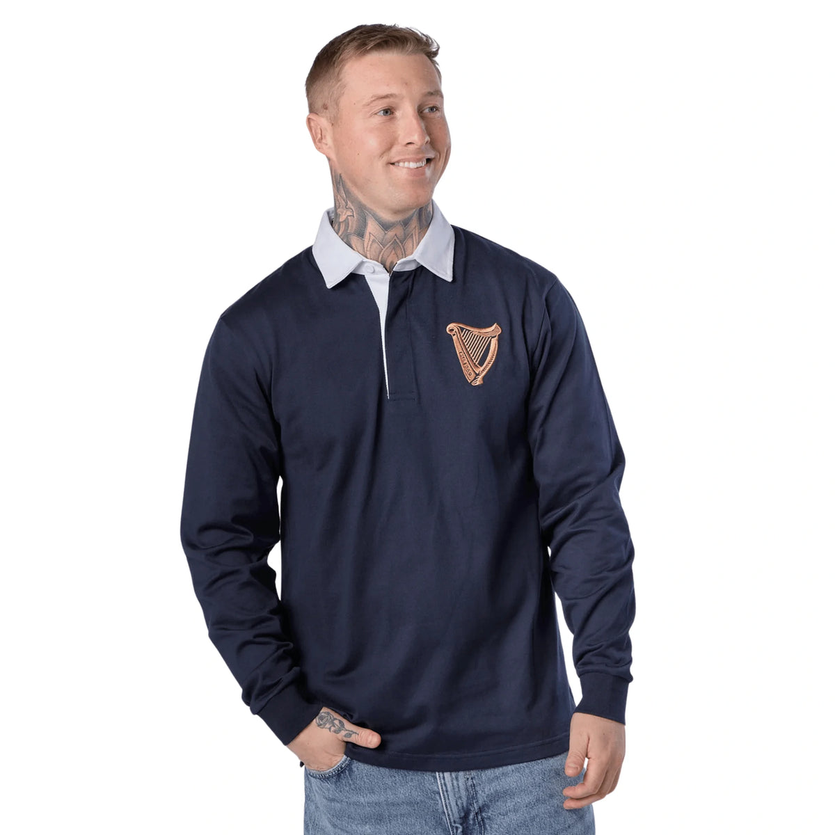 Rugby Imports Guinness Navy Long Sleeve Rugby Shirt