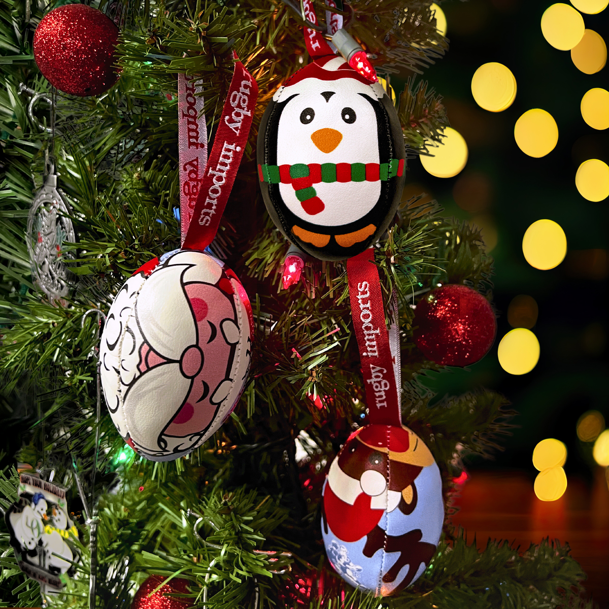 Rugby Imports Holiday Rugby Ball Ornament Pack