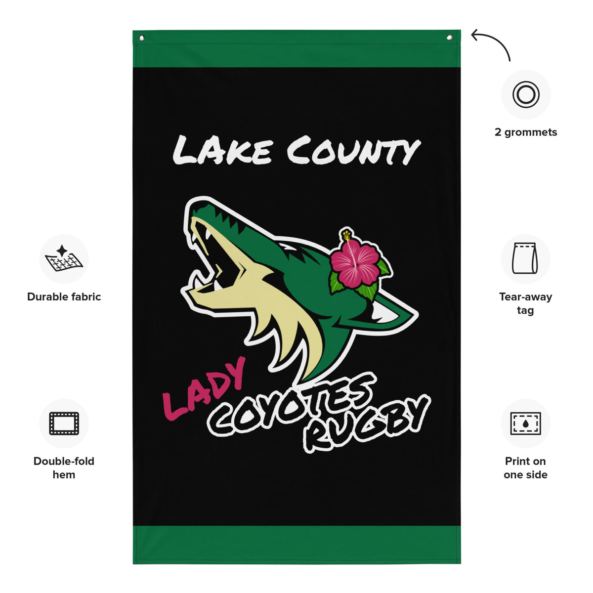 Rugby Imports Lake Co Lady Coyotes Wall Flag