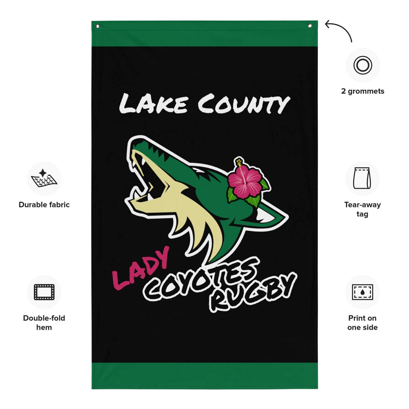 Rugby Imports Lake Co Lady Coyotes Wall Flag