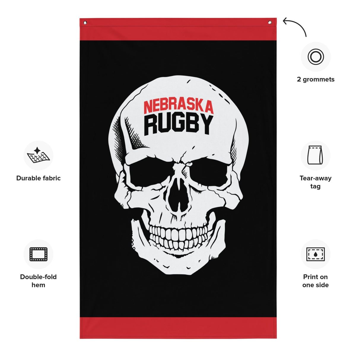 Rugby Imports Nebraska Rugby Wall Flag