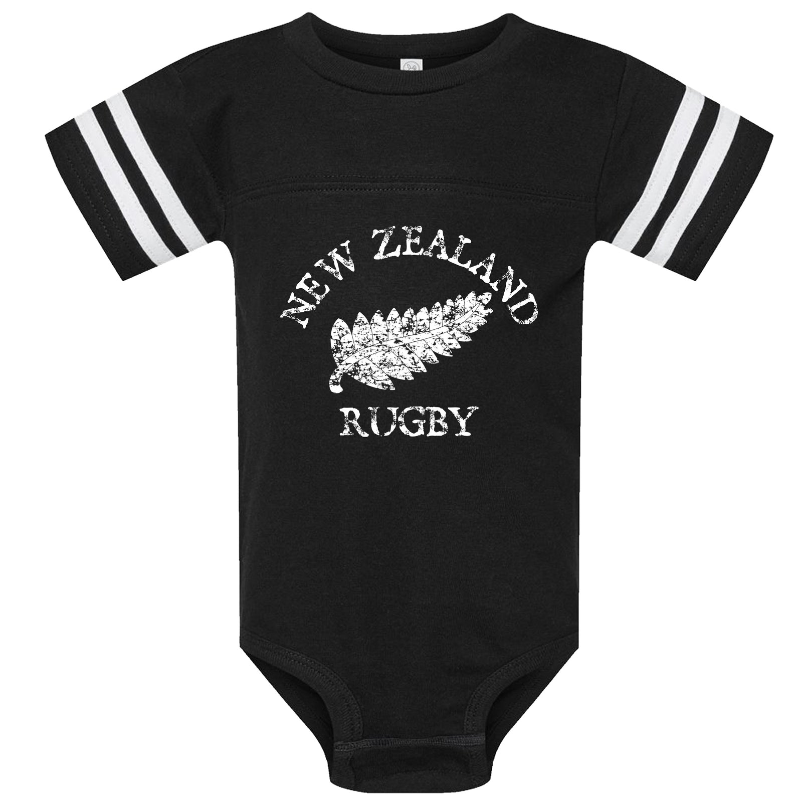 Rugby Imports New Zealand Rugby Retro Stripe Baby Onesie
