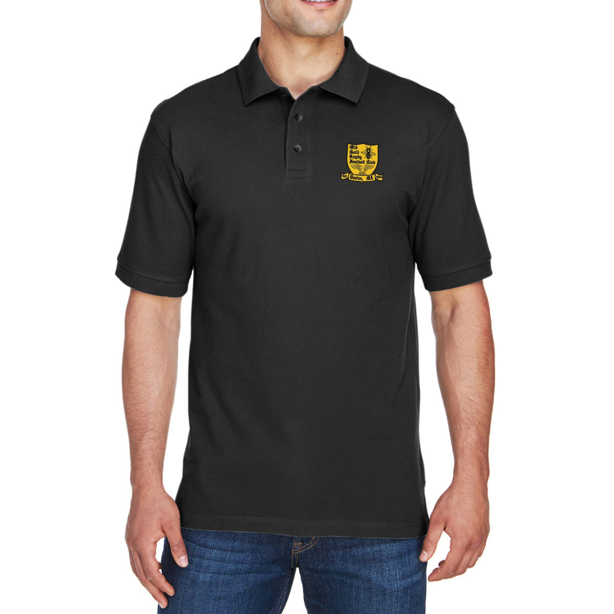 Rugby Imports Old Gold RFC Ringspun Cotton Polo