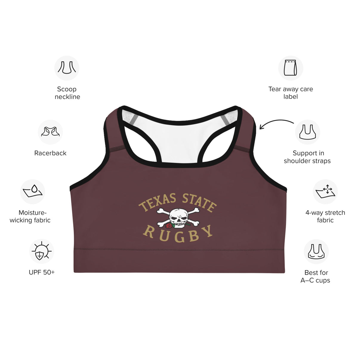 Rugby Imports Texas State Rugby Sports Bra