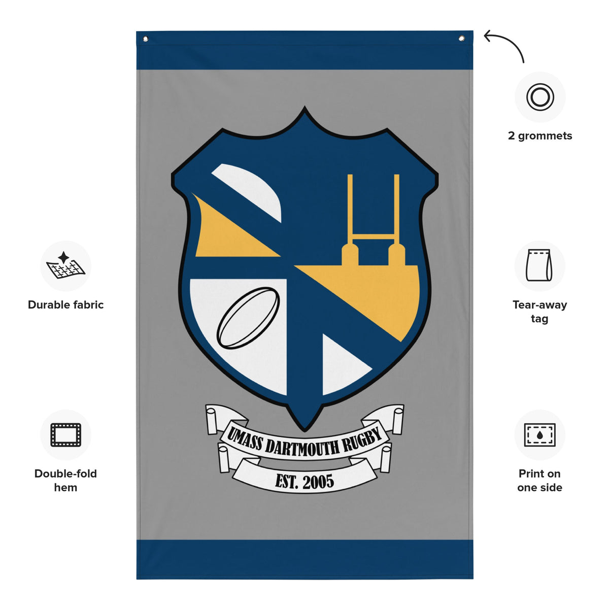Rugby Imports UMass Dartmouth Rugby Wall Flag