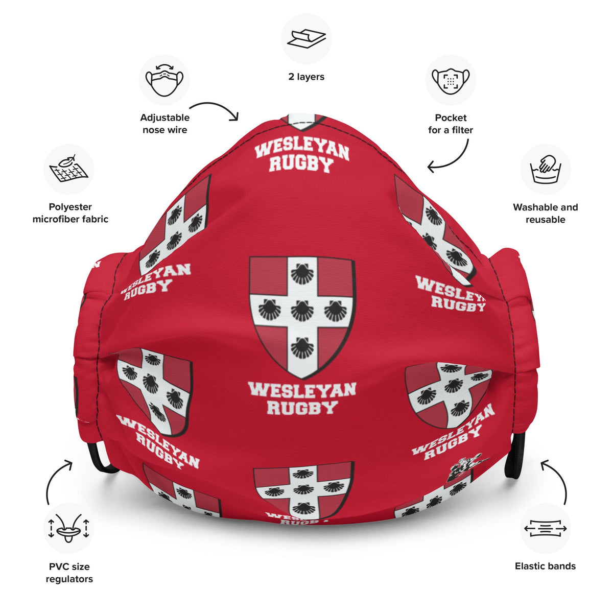 Rugby Imports Wesleyan Rugby Premium Face Mask