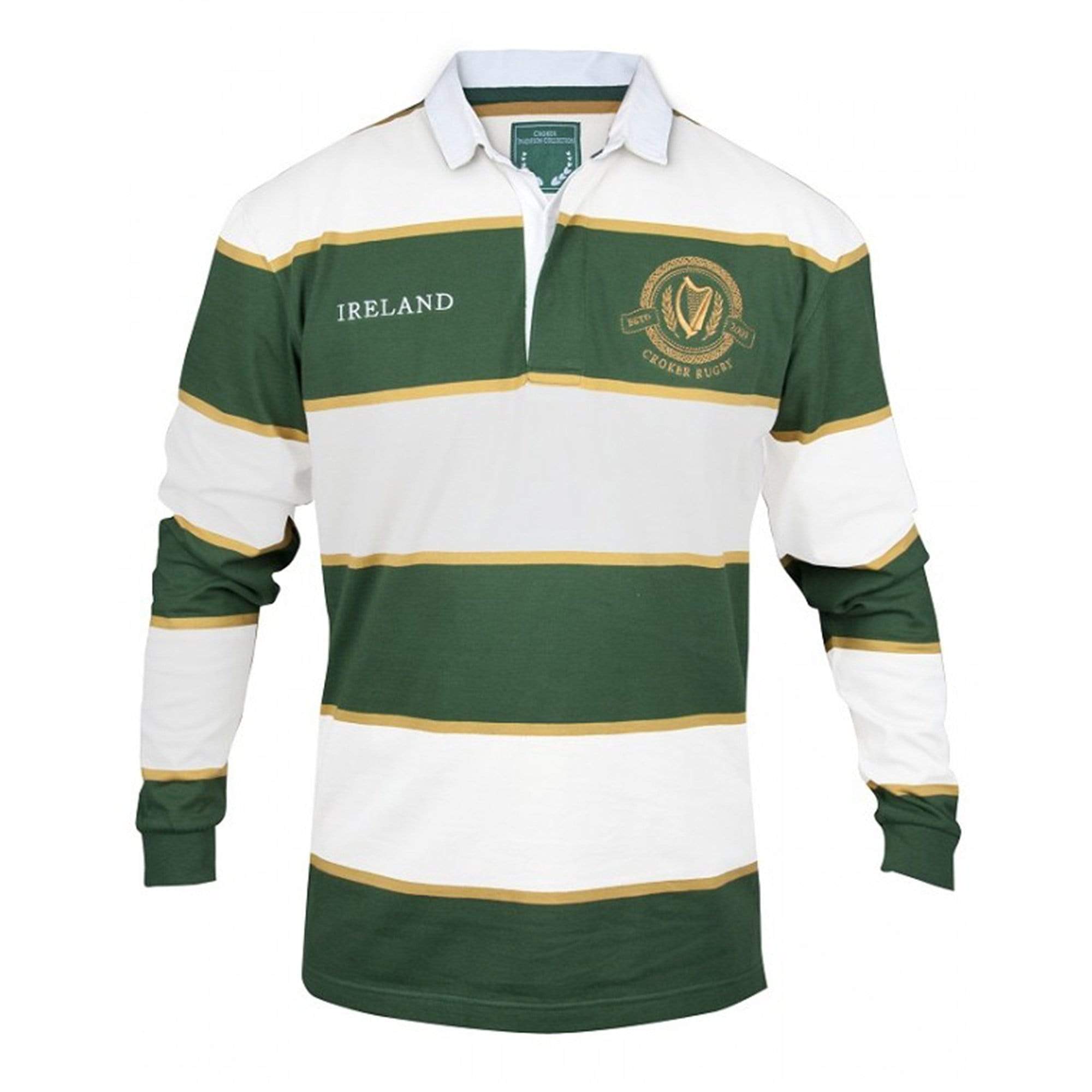 Rugby Imports Croker Ireland Green and White Striped Rugby Jersey