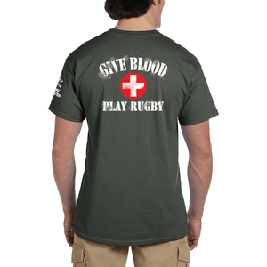 Rugby Imports Distressed Give Blood Play Rugby T-Shirt