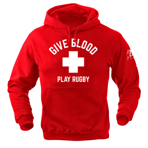 Rugby Imports Give Blood Play Rugby Red Hoodie