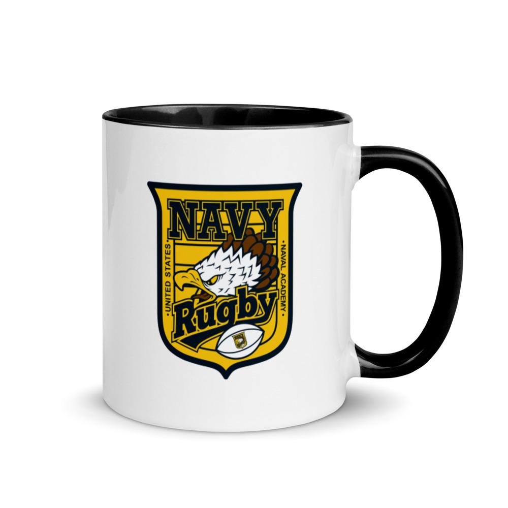 Rugby Imports Navy Rugby White Ceramic Mug with Color Inside