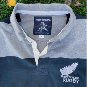 Rugby Imports New Zealand Grey Hoops Rugby Jersey