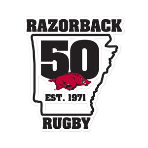 Rugby Imports U. of Arkansas Rugby 50th Anniversary Stickers