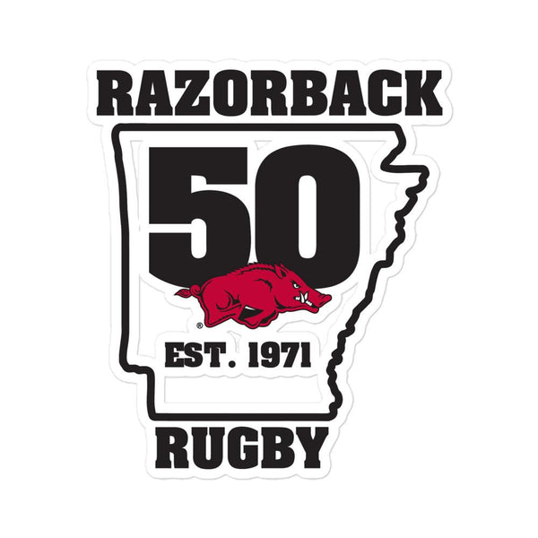 U. of Arkansas Rugby 50th Anniversary Stickers - Rugby Imports