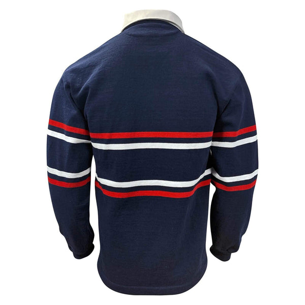 Stripes for creative s.f.c RUGBY SHIRT 紺 Journeyman Co. Rugby Shirt in Navy/White Stripe